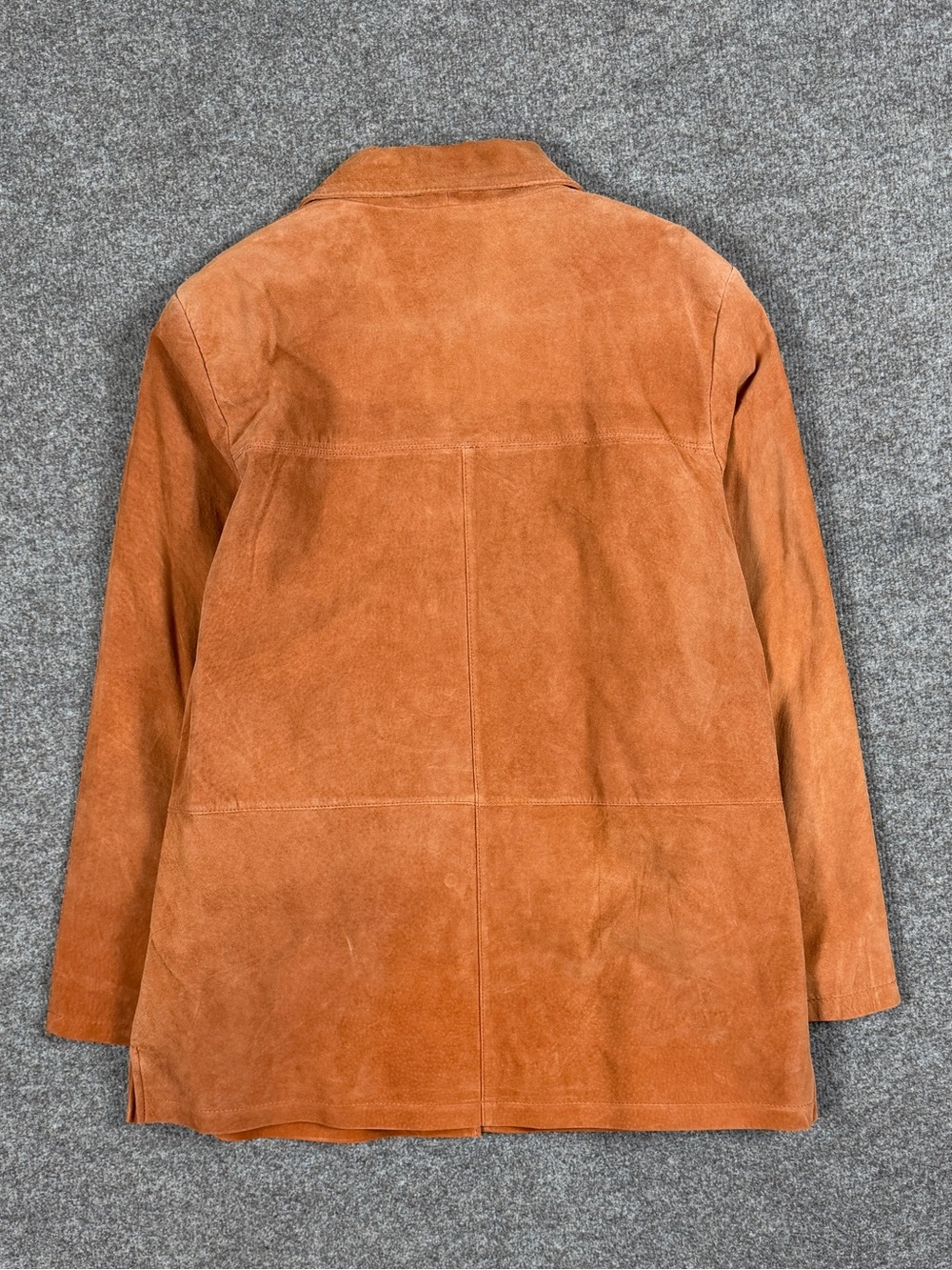Vintage Rust Orange Suede Leather Chore Barn Blazer Jacket Womens Medium Y2K NWT - Picture 2 of 7
